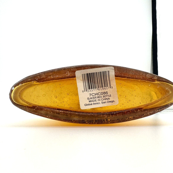 Vintage AMICI 20th Century Bubble Glass Bell-Shaped VASE Bottle 5”+ ~ Amber/Gold - Picture 8 of 8